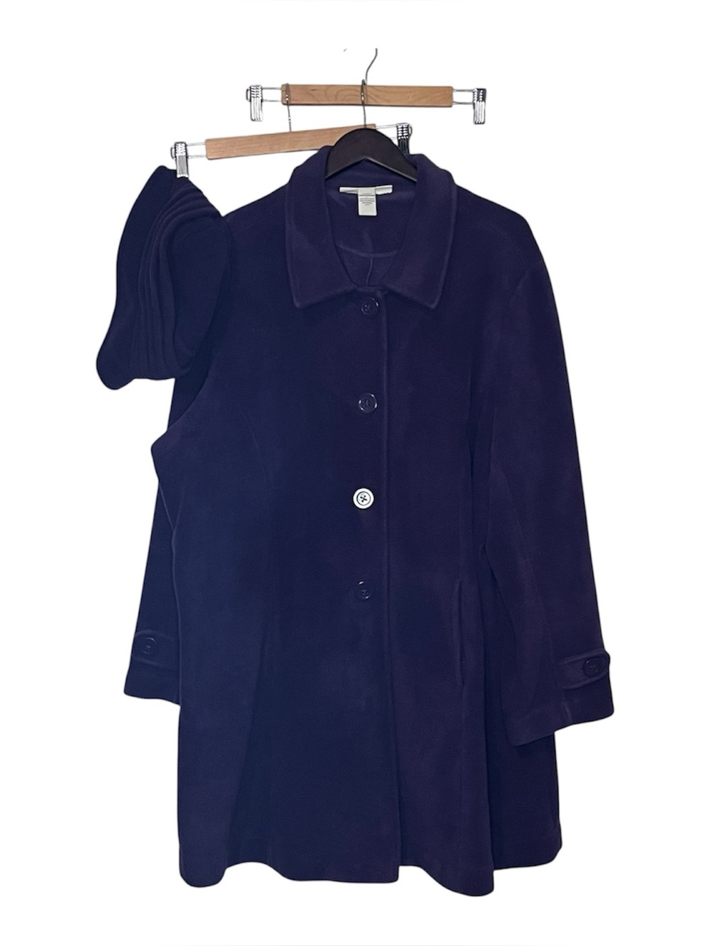 Roaman’s Size 2XL Purple Fleece Coat Jacket With Matching Hat Button Up